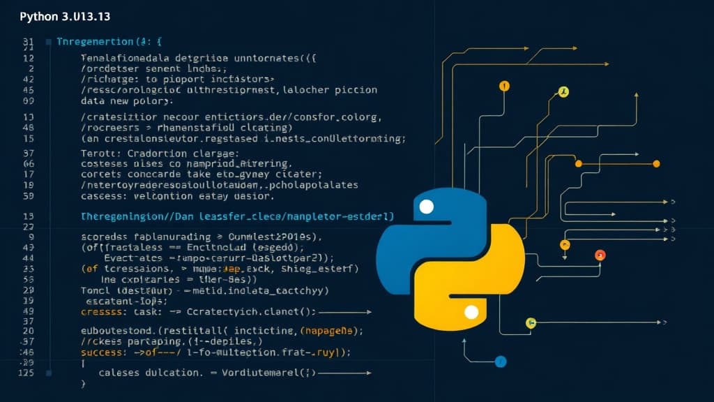 Professional technical illustration of python 3.13: built-in data classes for enhanced data manipulation modern developer aes