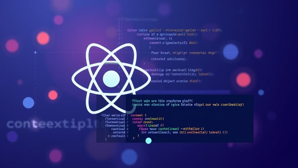 Abstract visualization of react 19: enhancements in state management with context api code elements programming concept devel