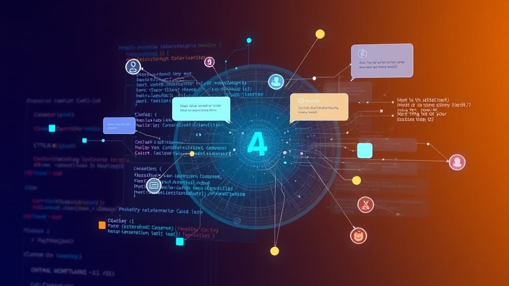 Abstract visualization of claude 4: revolutionizing conversational ai interactions code elements programming concept develope
