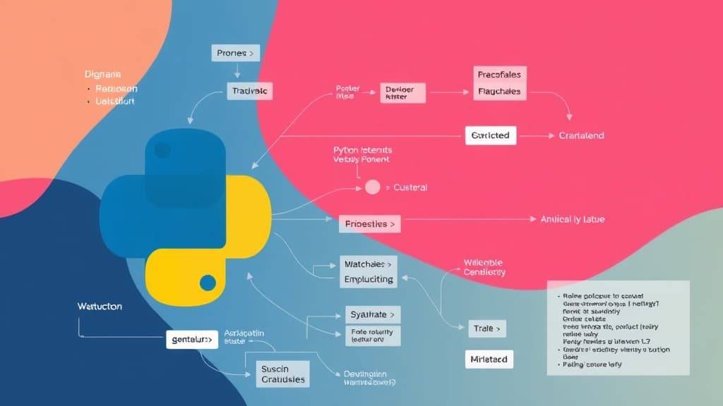 Development workflow for python 3.13: new async features for enhanced concurrency management technical diagram style modern U