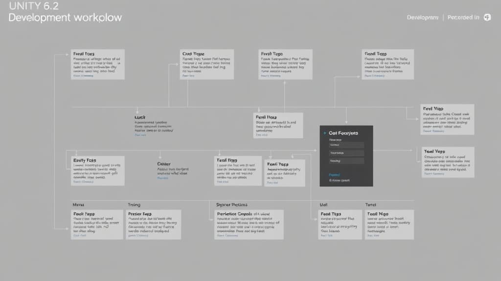 Development workflow for unity 6.2: real-time ray tracing advances technical diagram style modern UI design developer-focused
