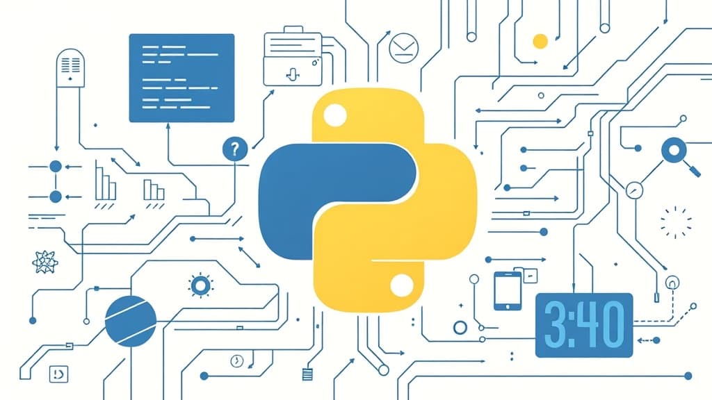 Professional technical illustration of python 3.14: new standard library modules for data science modern developer aesthetic