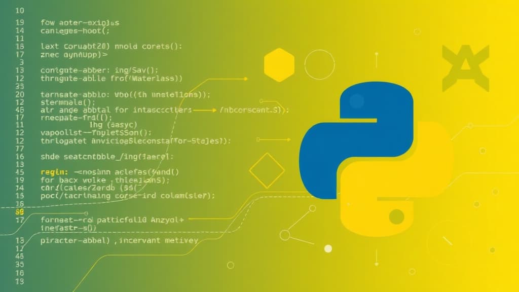 Abstract visualization of python 3.13: new async features for enhanced concurrency management code elements programming conce