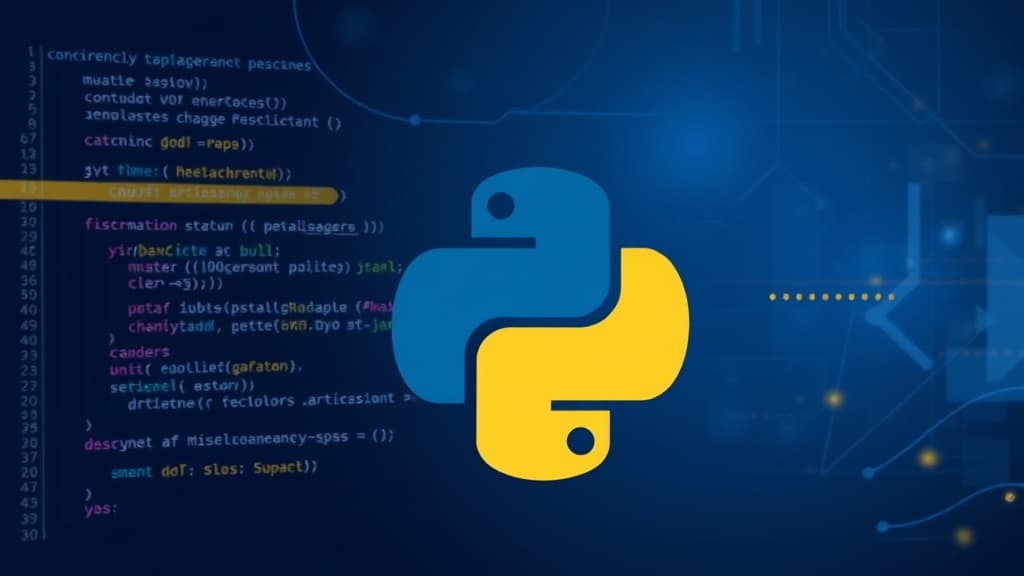 Professional technical illustration of python 3.13: new async features for enhanced concurrency management modern developer a
