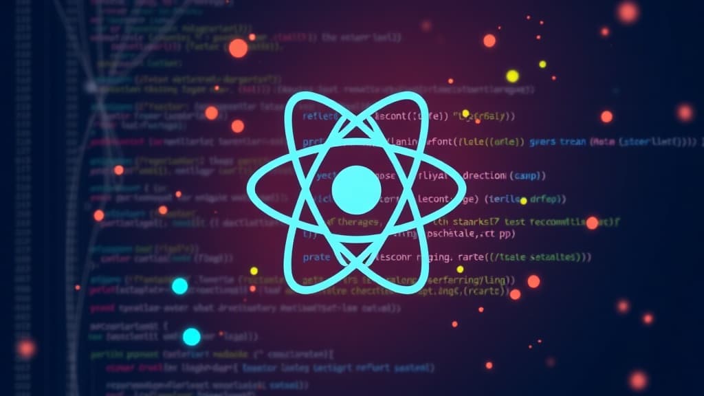 Abstract visualization of react 19.6: new jsx transform enhancements code elements programming concept developer tools modern