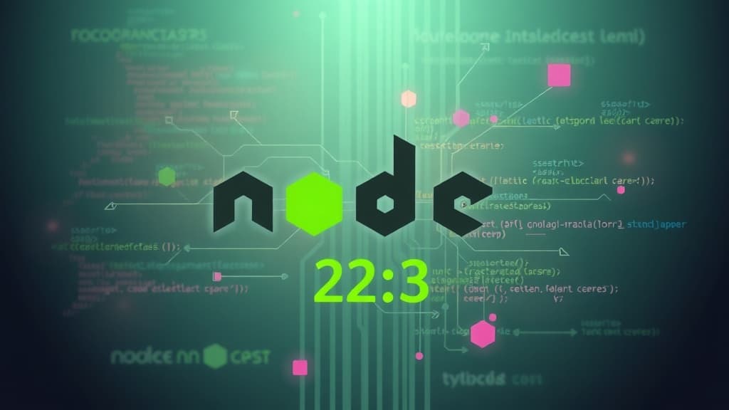 Abstract visualization of node.js 23.3: streamlined apis for microservices architecture code elements programming concept dev