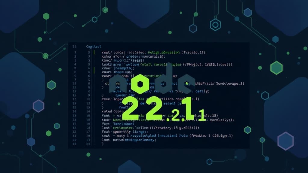 Abstract visualization of node.js 23.1: native support for es modules in core libraries code elements programming concept dev