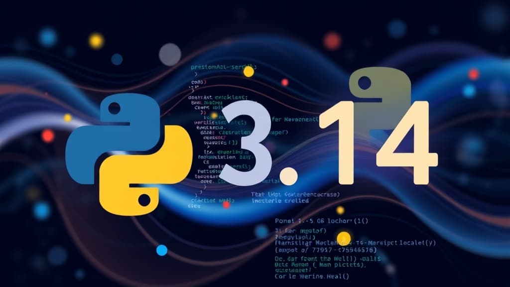 Abstract visualization of python 3.14: new standard library modules for data science code elements programming concept develo