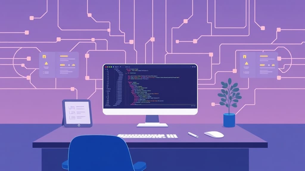 Technical concept art for next.js 15.9: improved middleware for dynamic routing modern development environment clean minimali