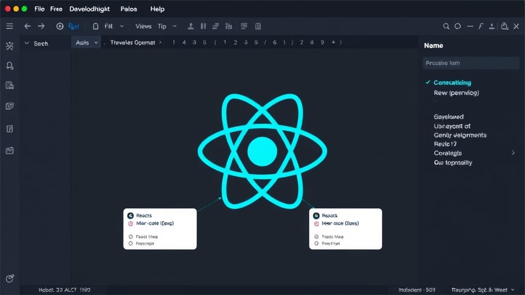Development workflow for react 19.6: new jsx transform enhancements technical diagram style modern UI design developer-focuse